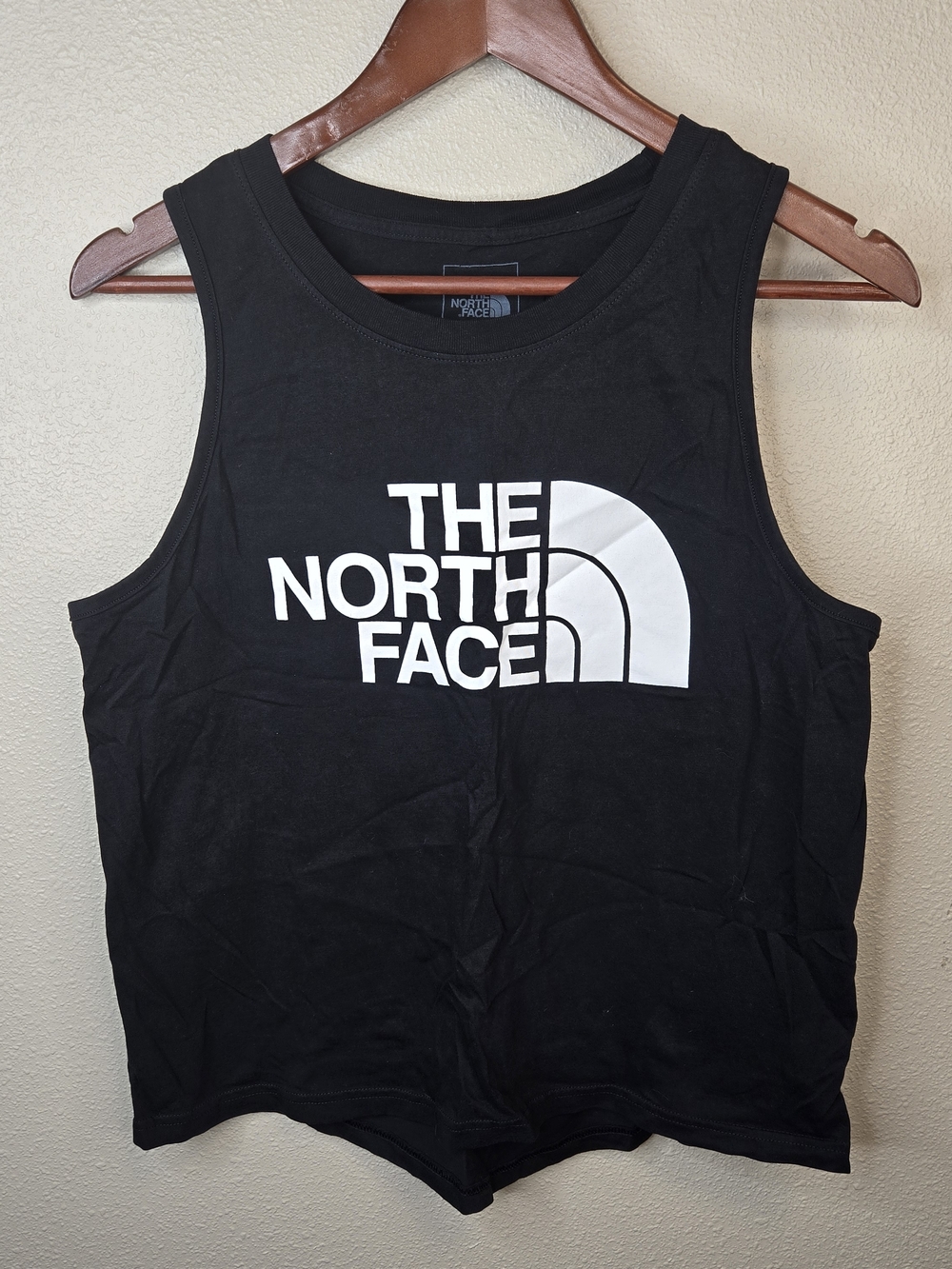 The North Face Black Activewear Tank Top Womens Sz Medium White Logo %100 Cotton